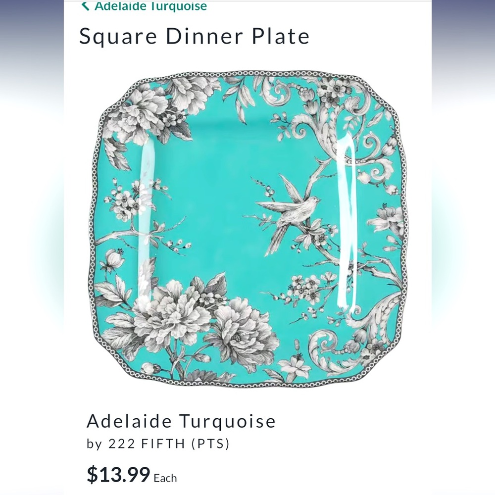 DISCONTINUED Set of 12 222 FIFTH Adelaide Turquoise Plates